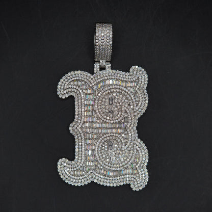 Emerald cut VVS1 Moissanite Layered Letter Pendant, Iced out Chunky Pendant, Custom Alphabet/Letter, 925 Sterling Silver/10k, HipHop Pendant