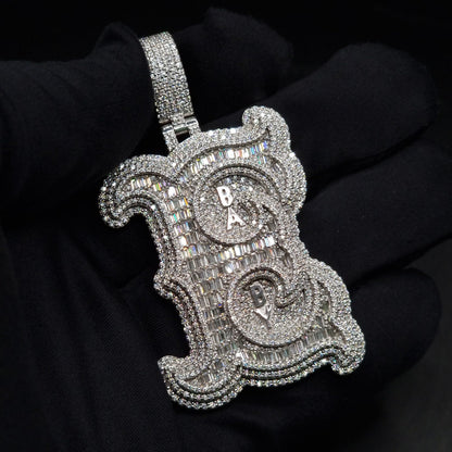 Emerald cut VVS1 Moissanite Layered Letter Pendant, Iced out Chunky Pendant, Custom Alphabet/Letter, 925 Sterling Silver/10k, HipHop Pendant