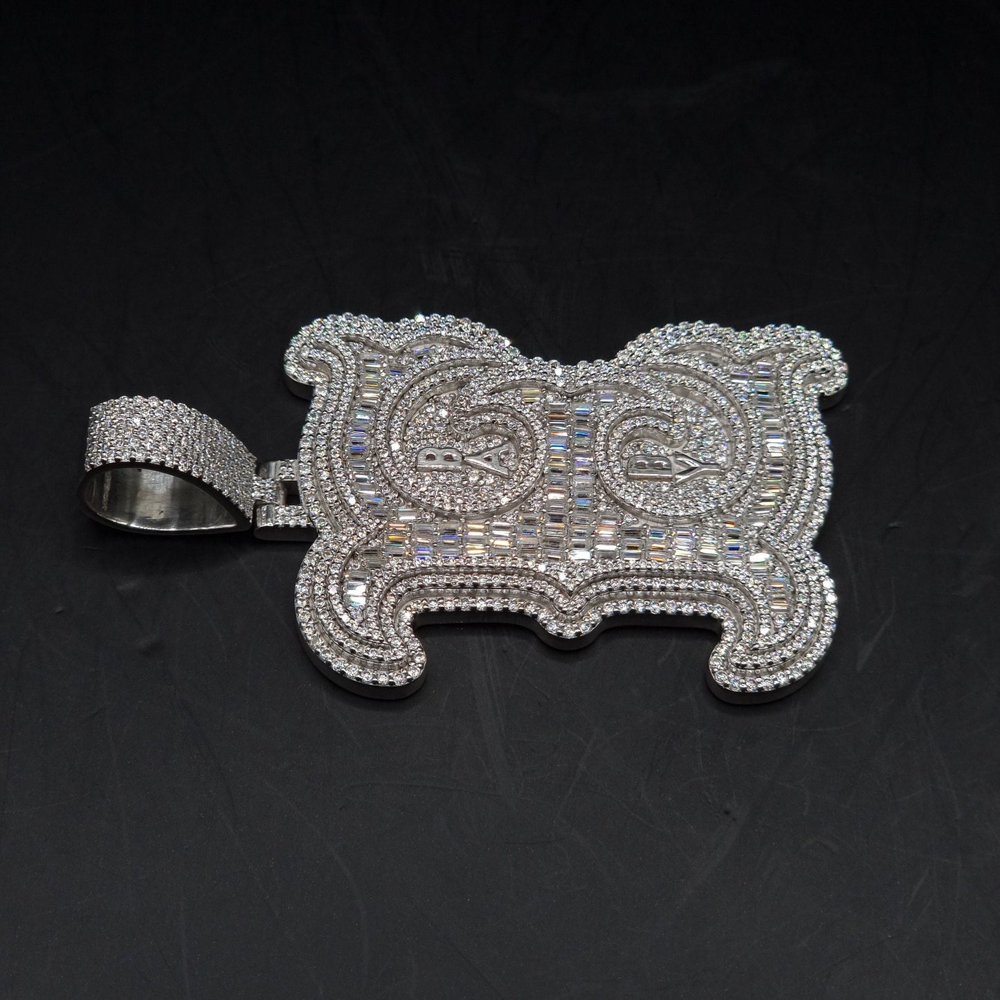 Emerald cut VVS1 Moissanite Layered Letter Pendant, Iced out Chunky Pendant, Custom Alphabet/Letter, 925 Sterling Silver/10k, HipHop Pendant