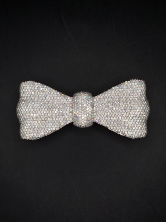 Iced Out Bowtie Brooch, VVS1 Moissanite Diamonds, Pass Diamond Test, Real Solid 925 Silver, Can be plated with Yellow / Rose Gold