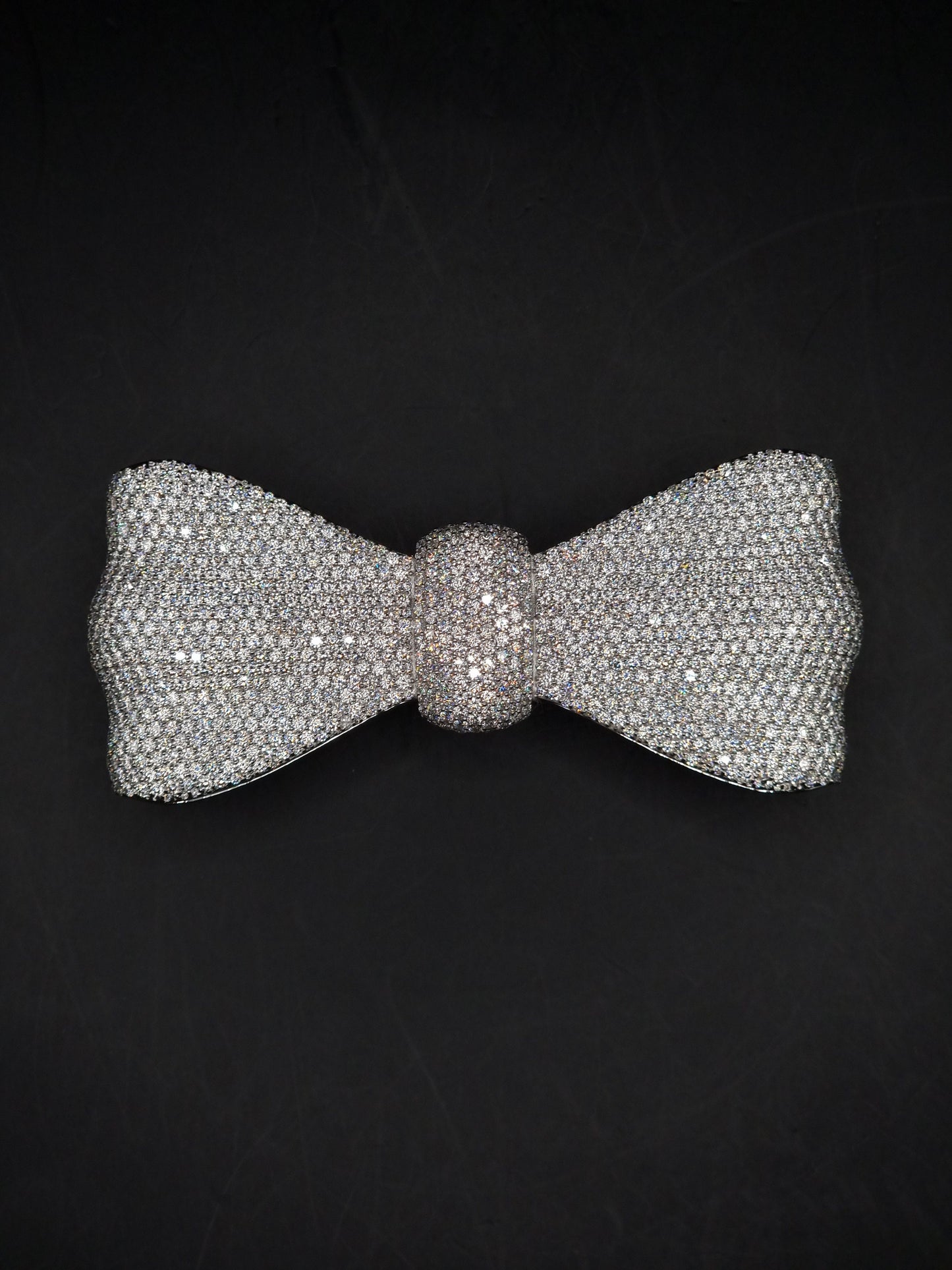 Iced Out Bowtie Brooch, VVS1 Moissanite Diamonds, Pass Diamond Test, Real Solid 925 Silver, Can be plated with Yellow / Rose Gold