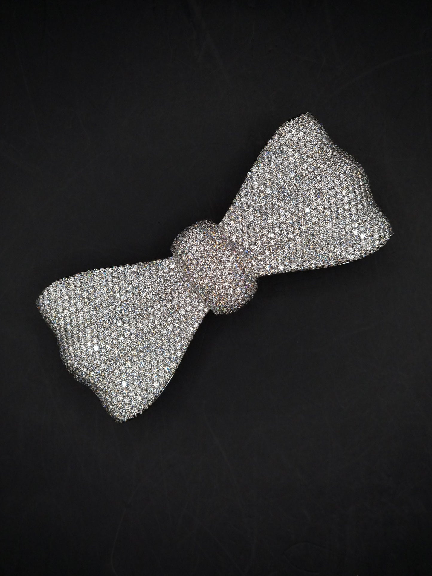 Iced Out Bowtie Brooch, VVS1 Moissanite Diamonds, Pass Diamond Test, Real Solid 925 Silver, Can be plated with Yellow / Rose Gold