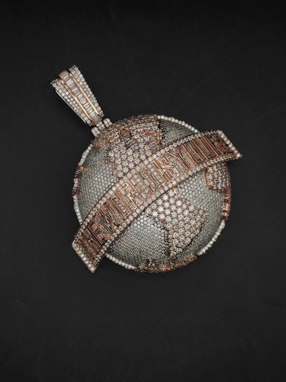 The World is Yours Iced Out Hip Hop Pendant | Chunky Moissanite pendant | 925 Silver / 10K Gold | Custom Handmade Moissanite Jewelry