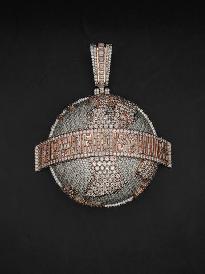 The World is Yours Iced Out Hip Hop Pendant | Chunky Moissanite pendant | 925 Silver / 10K Gold | Custom Handmade Moissanite Jewelry
