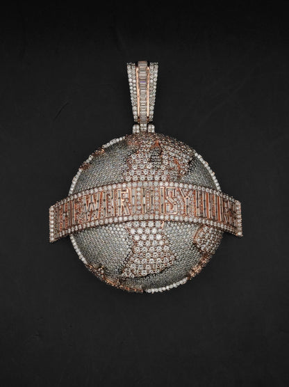 The World is Yours Iced Out Hip Hop Pendant | Chunky Moissanite pendant | 925 Silver / 10K Gold | Custom Handmade Moissanite Jewelry