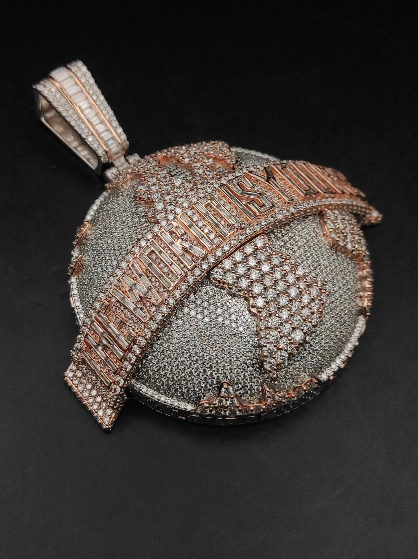 The World is Yours Iced Out Hip Hop Pendant | Chunky Moissanite pendant | 925 Silver / 10K Gold | Custom Handmade Moissanite Jewelry