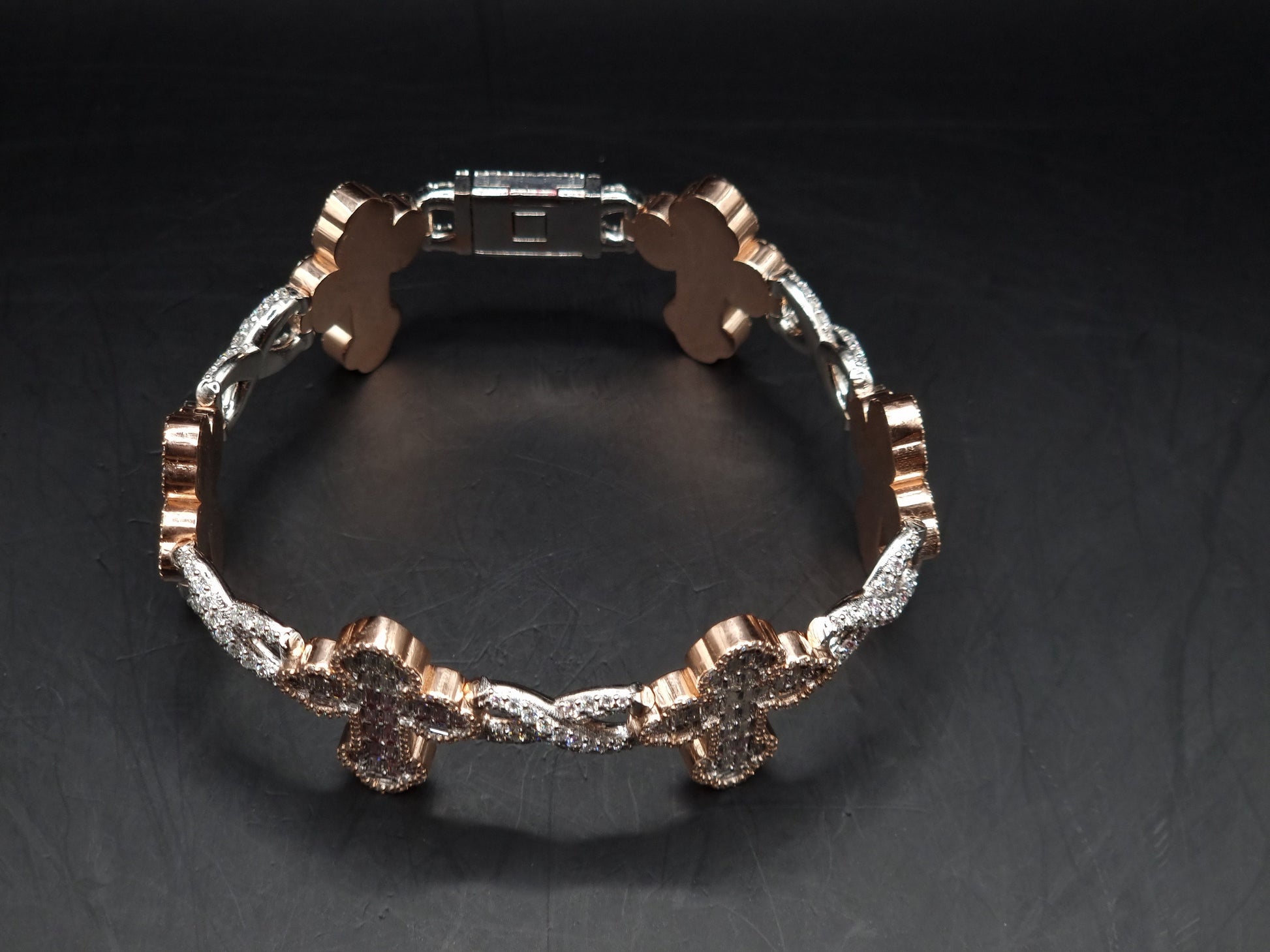 VVS1 Diamond Cross Link Bracelet, VVS1 Quality Baguette Moissanite Diamond, Pass Diamond Tester, Heavy Quality 925 Sterling Silver/Solid 10k