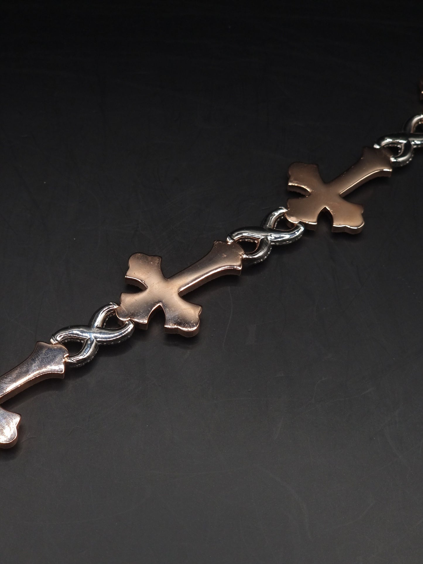 VVS1 Diamond Cross Link Bracelet, VVS1 Quality Moissanite Diamond, Pass Diamond Tester, Heavy Quality 925 Sterling Silver, 7-9"