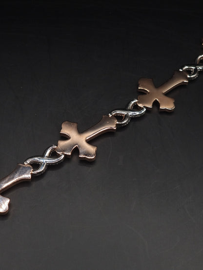 VVS1 Diamond Cross Link Bracelet, VVS1 Quality Moissanite Diamond, Pass Diamond Tester, Heavy Quality 925 Sterling Silver, 7-9"