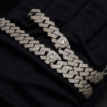 9mm Miami Cuban Link Prong Chain, Men/Women Chain, Iced Cuban Necklace with Money Bags, Available in 925 Sterling Silver/10k Solid Gold