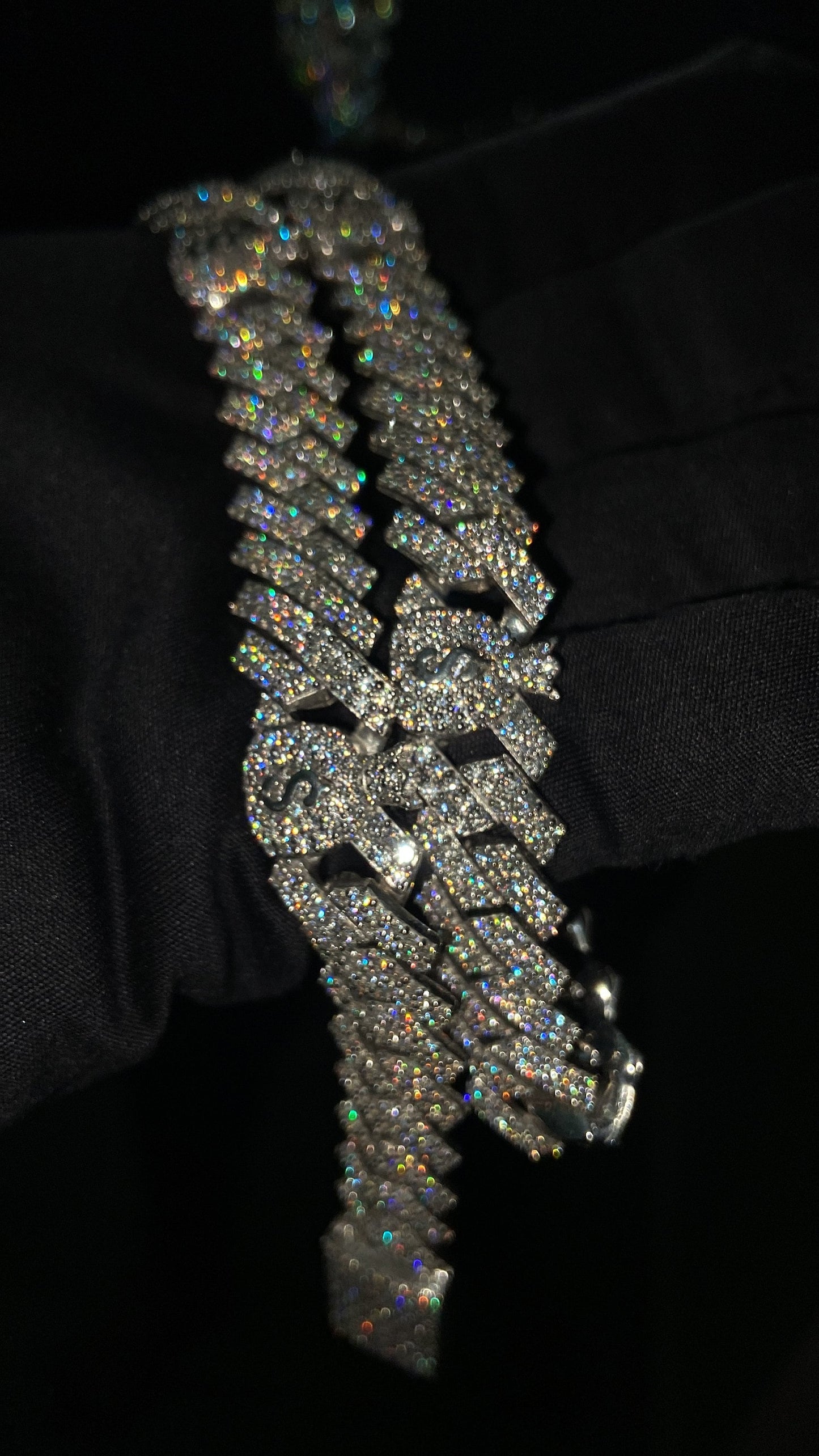 12mm Miami Cuban Link Prong Chain, Men/Women Chain, Iced Cuban Necklace with Money Bags, Available in 925 Sterling Silver/10k Solid Gold
