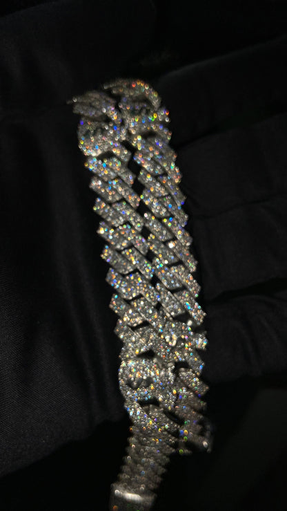 12mm Miami Cuban Link Prong Chain, Men/Women Chain, Iced Cuban Necklace with Money Bags, Available in 925 Sterling Silver/10k Solid Gold