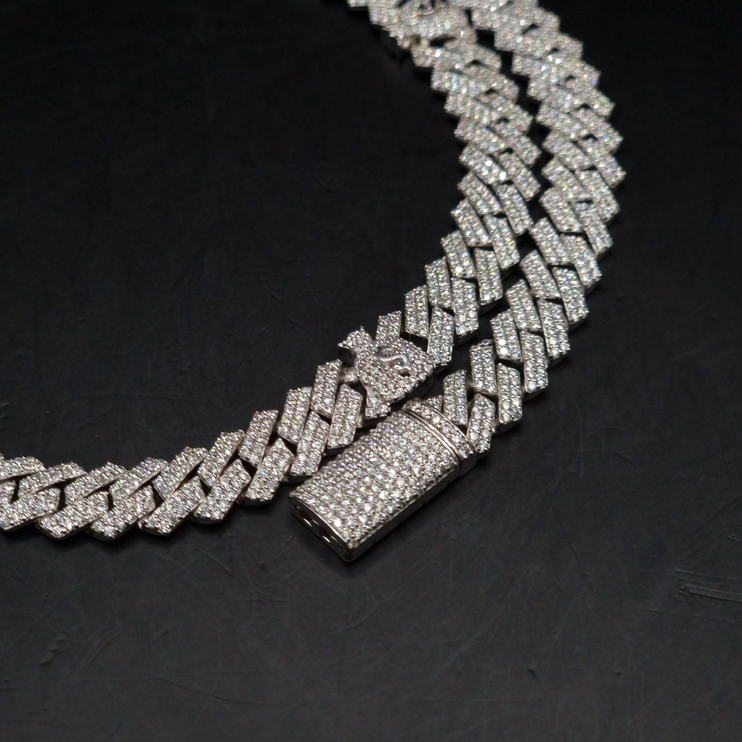 9mm Miami Cuban Link Prong Chain, Men/Women Chain, Iced Cuban Necklace with Money Bags, Available in 925 Sterling Silver/10k Solid Gold