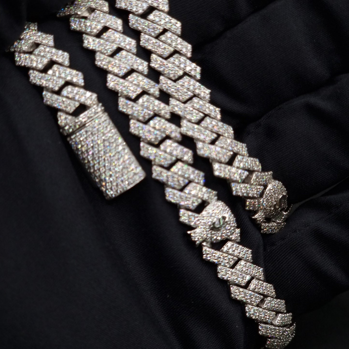 9mm Miami Cuban Link Prong Chain, Men/Women Chain, Iced Cuban Necklace with Money Bags, Available in 925 Sterling Silver/10k Solid Gold