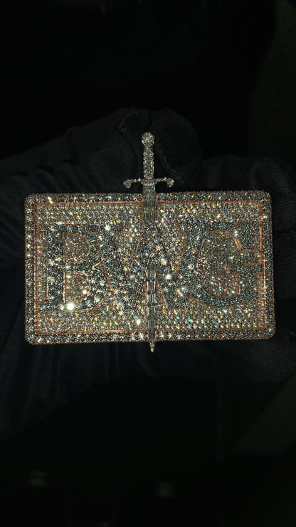 D Color VVS1 Moissanite Diamonds Men Layered Logo Pendant, Custom Logo Pendant, Solid 925 Sterling Silver, Rhodium Plated, Hip Hop Jewelry