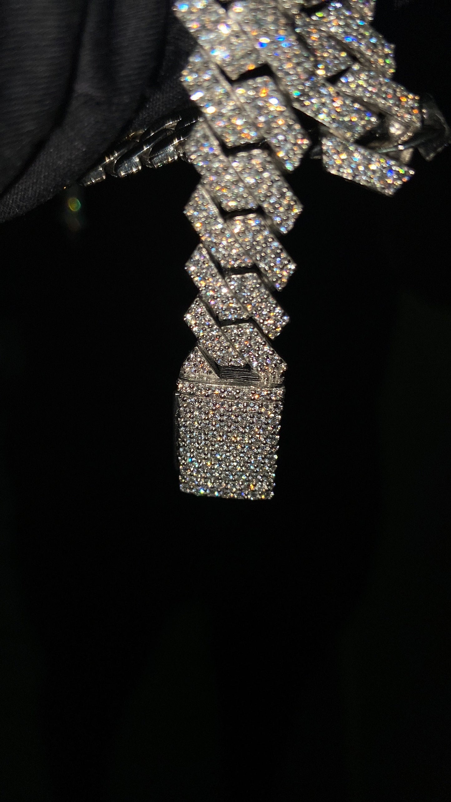 12mm Miami Cuban Link Prong Chain, Men/Women Chain, Iced Cuban Necklace with Money Bags, Available in 925 Sterling Silver/10k Solid Gold