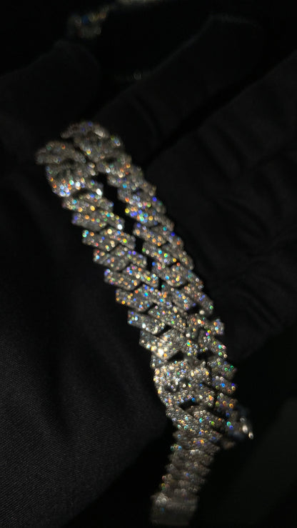 12mm Miami Cuban Link Prong Chain, Men/Women Chain, Iced Cuban Necklace with Money Bags, Available in 925 Sterling Silver/10k Solid Gold