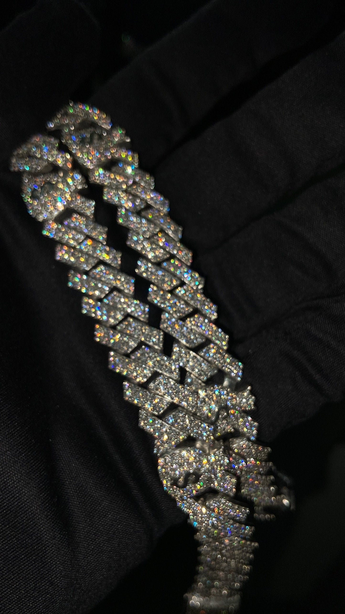 12mm Miami Cuban Link Prong Chain, Men/Women Chain, Iced Cuban Necklace with Money Bags, Available in 925 Sterling Silver/10k Solid Gold