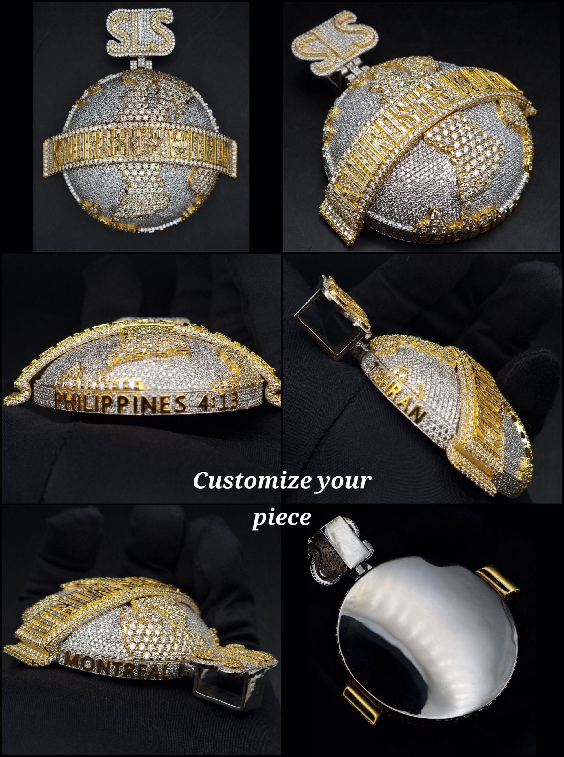 The World is Yours Iced Out Hip Hop Pendant | Chunky Moissanite pendant | 925 Silver / 10K Gold | Custom Handmade Moissanite Jewelry