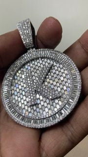 Custom letter Iced Out Hip Hop Pendant, Moissanite Baguette pendant, 925 Silver/10K Gold, Pass diamond test, Solid Back, Super Icy Charm