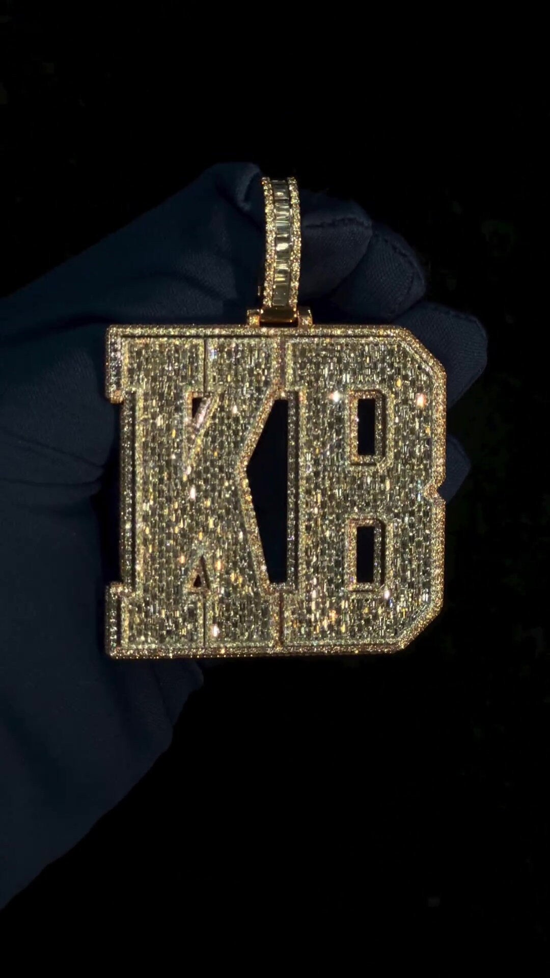 Emerald cut VVS1 Moissanite Layered Letter Pendant, Iced out Chunky Pendant, Custom Alphabet/Letter, 925 Sterling Silver, HipHop Pendant