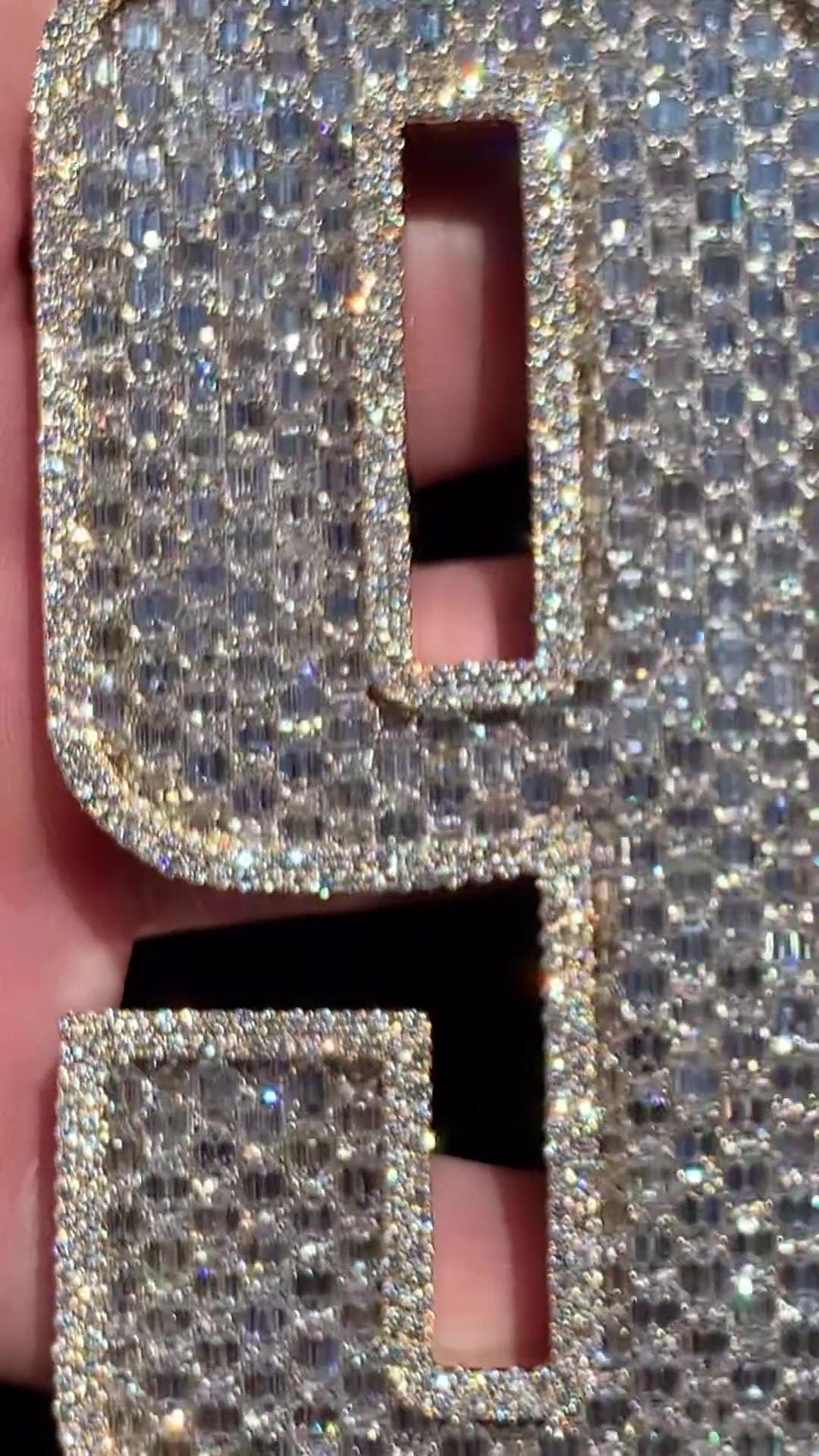 Emerald cut VVS1 Moissanite Layered Number "9" Pendant, Iced out Chunky Pendant, Custom Letter, 925 Sterling Silver / 10k, Hip Hop Pendant