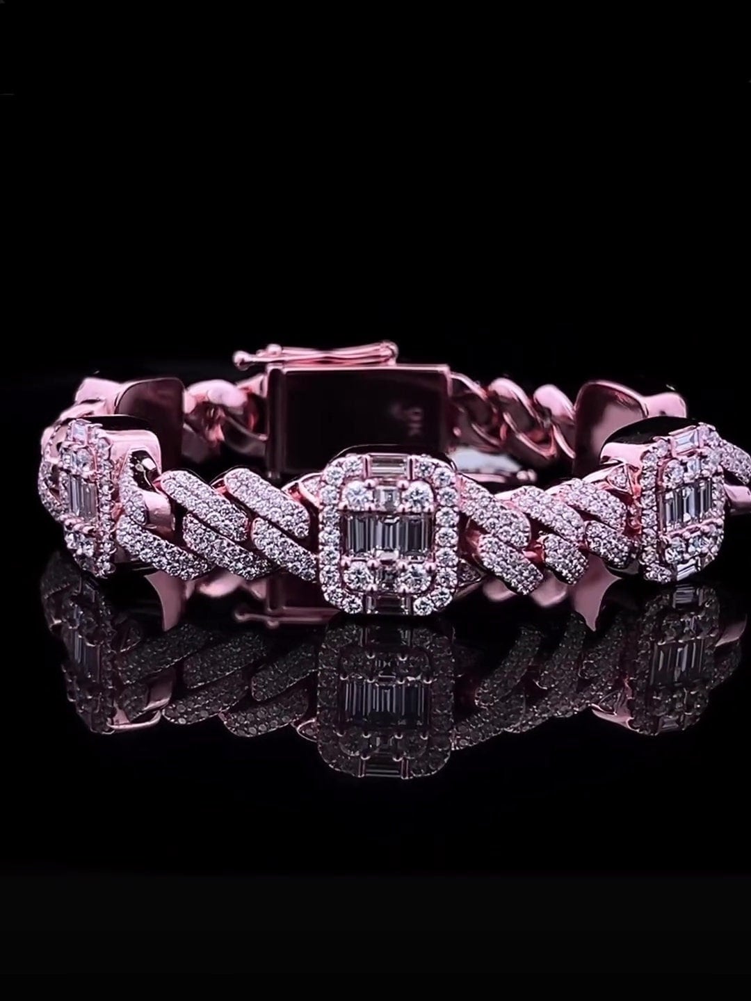 VVS1 Diamond Cuban Link Bracelet, VVS1 Quality Baguette Moissanite Diamond, Pass Diamond Tester, Heavy Quality 925 Sterling Silver/Solid 10k