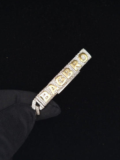 8mm Prong Cuban Link Chain, Customizable bail, Men/Women Chain, Cuban Necklace, Iced out 925 Sterling Silver Chain
