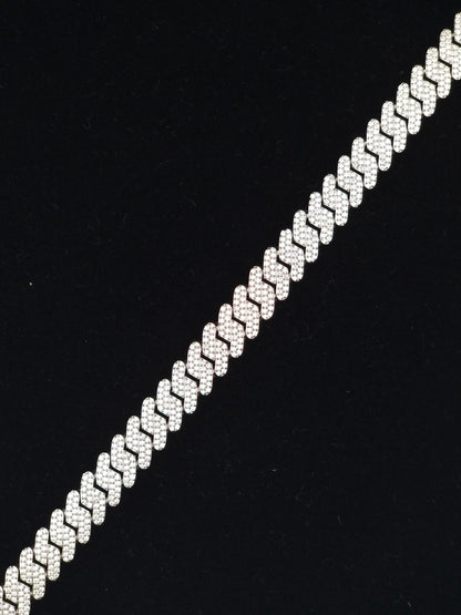 8mm Prong Cuban Link Chain, Customizable bail, Men/Women Chain, Cuban Necklace, Iced out 925 Sterling Silver Chain