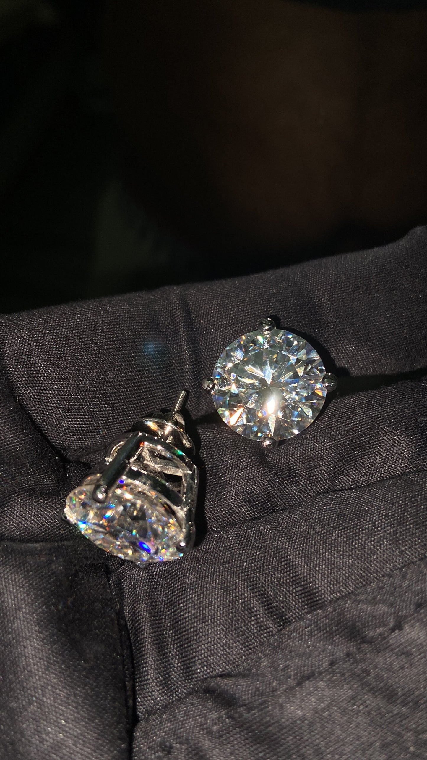 15mm Jumbo Moissanite Stud Earrings, D Color VVS1 Round Cut, 24 Carat Total Weight, 925 Sterling Silver or Solid 10K Gold