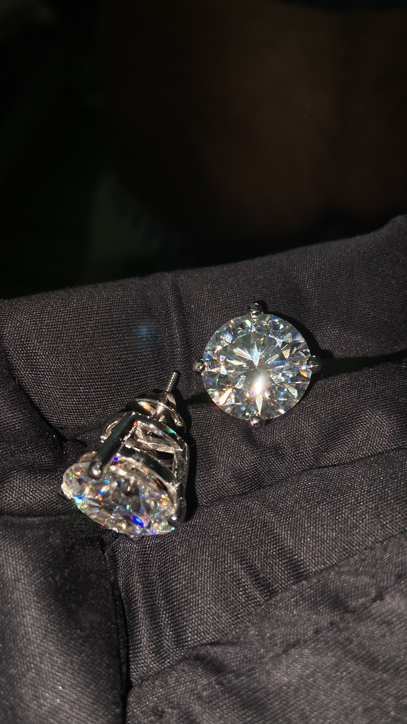 15mm Jumbo Moissanite Stud Earrings, D Color VVS1 Round Cut, 24 Carat Total Weight, 925 Sterling Silver or Solid 10K Gold