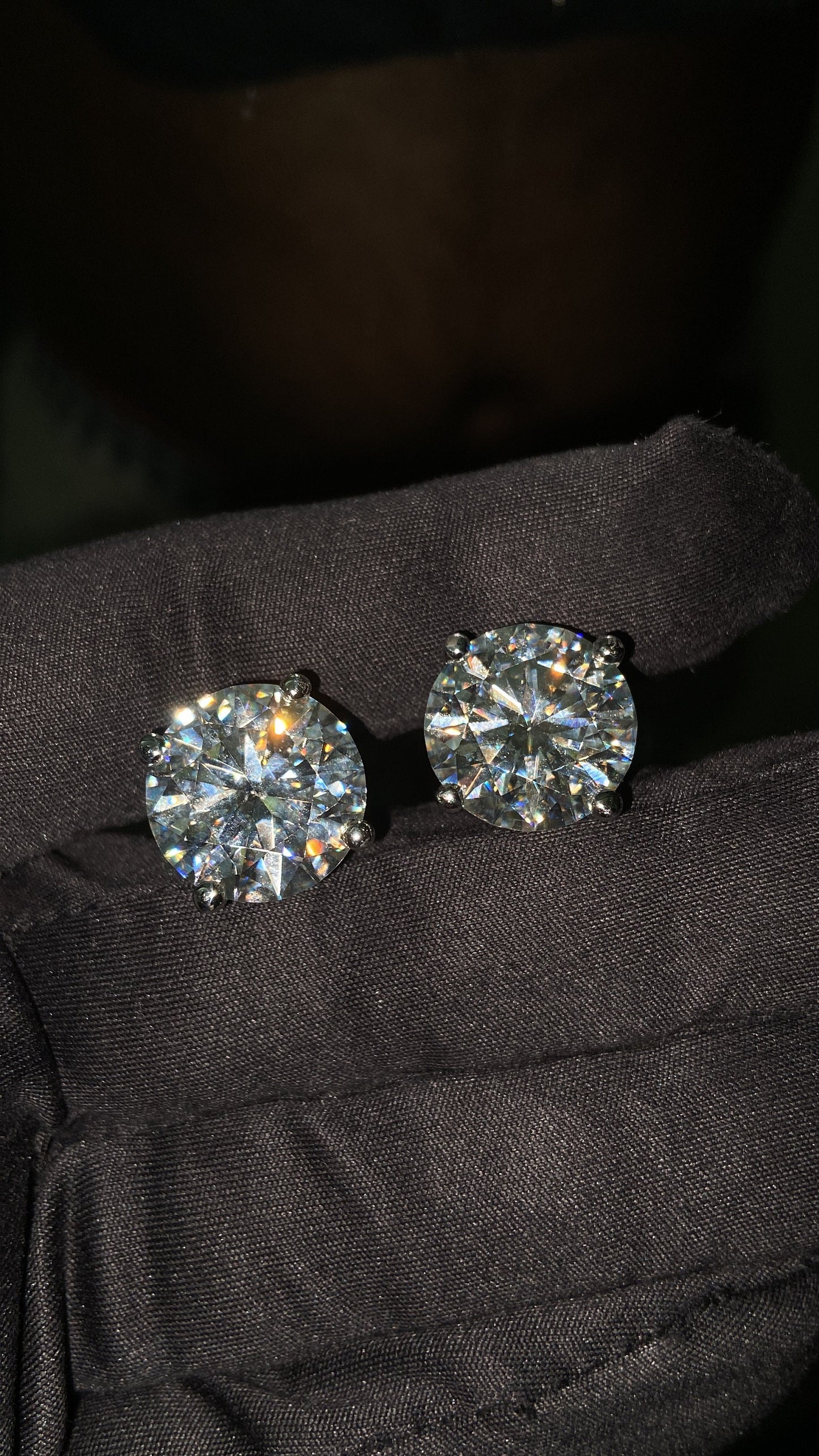15mm Jumbo Moissanite Stud Earrings, D Color VVS1 Round Cut, 24 Carat Total Weight, 925 Sterling Silver or Solid 10K Gold