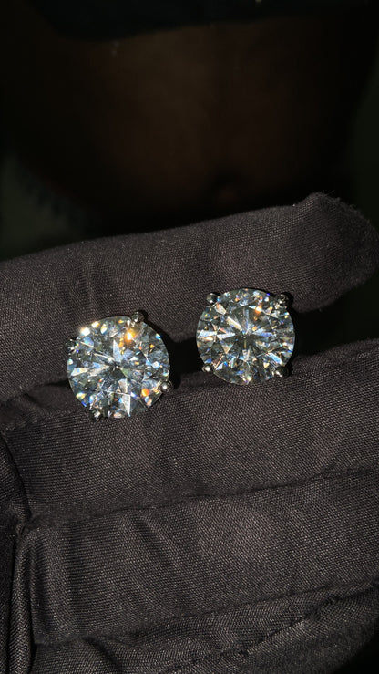 15mm Jumbo Moissanite Stud Earrings, D Color VVS1 Round Cut, 24 Carat Total Weight, 925 Sterling Silver or Solid 10K Gold