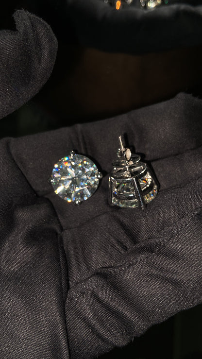 15mm Jumbo Moissanite Stud Earrings, D Color VVS1 Round Cut, 24 Carat Total Weight, 925 Sterling Silver or Solid 10K Gold