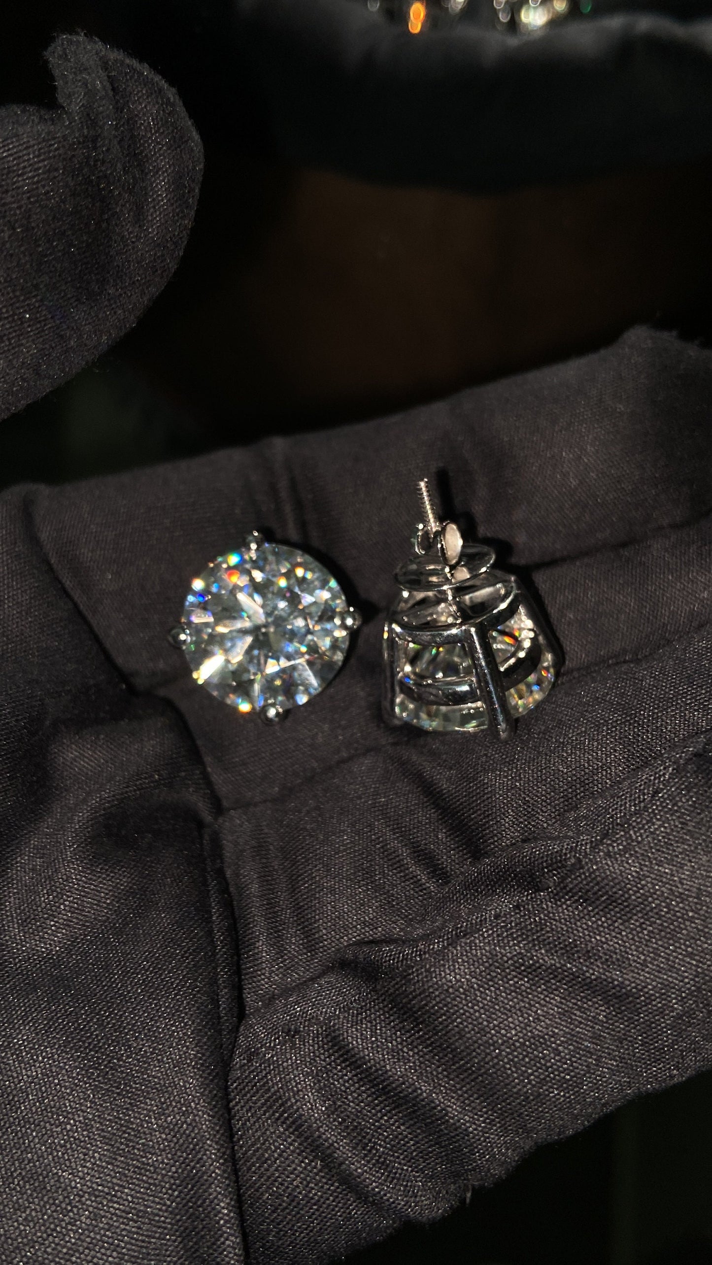 15mm Jumbo Moissanite Stud Earrings, D Color VVS1 Round Cut, 24 Carat Total Weight, 925 Sterling Silver or Solid 10K Gold