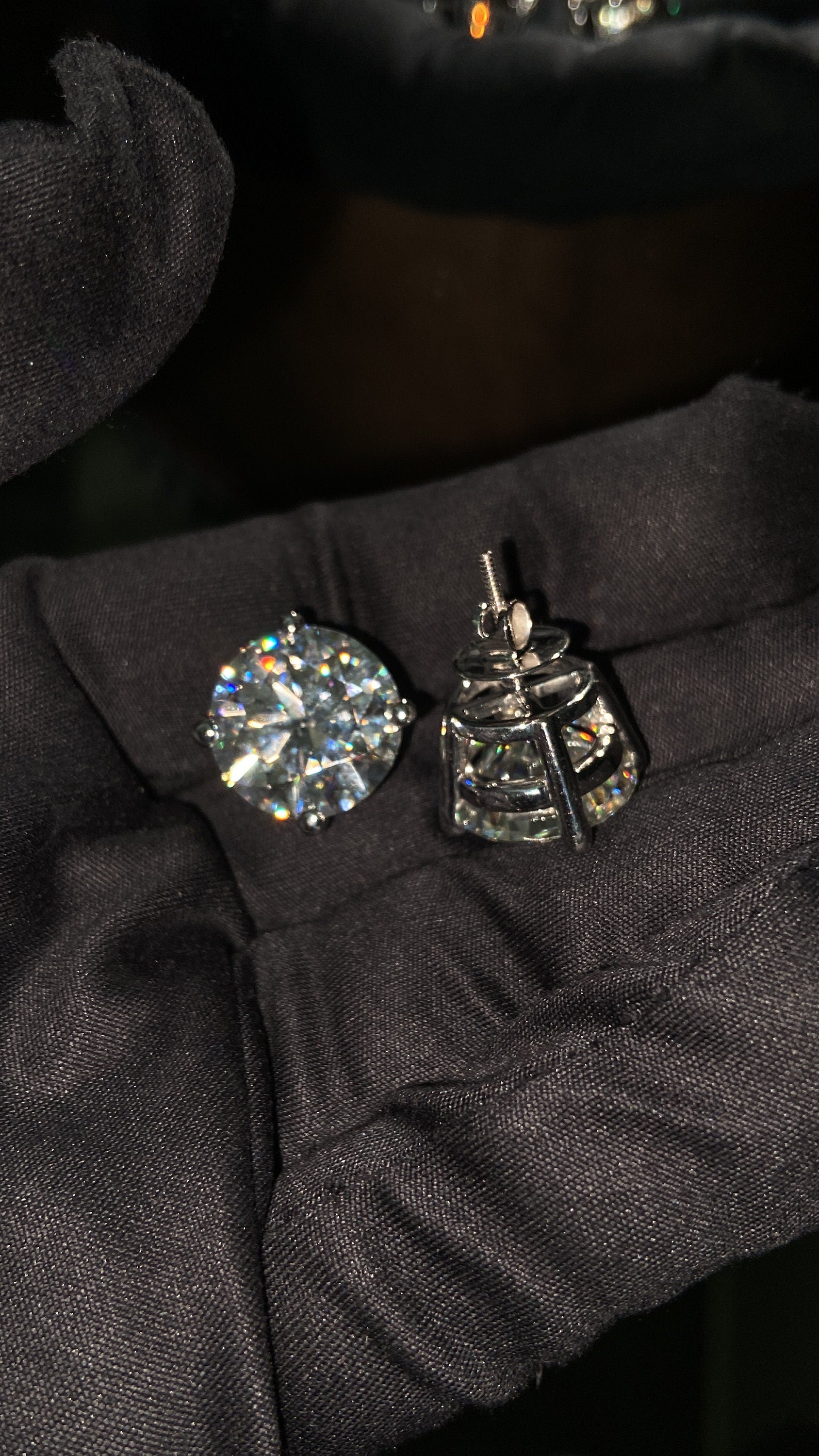 15mm Jumbo Moissanite Stud Earrings, D Color VVS1 Round Cut, 24 Carat Total Weight, 925 Sterling Silver or Solid 10K Gold