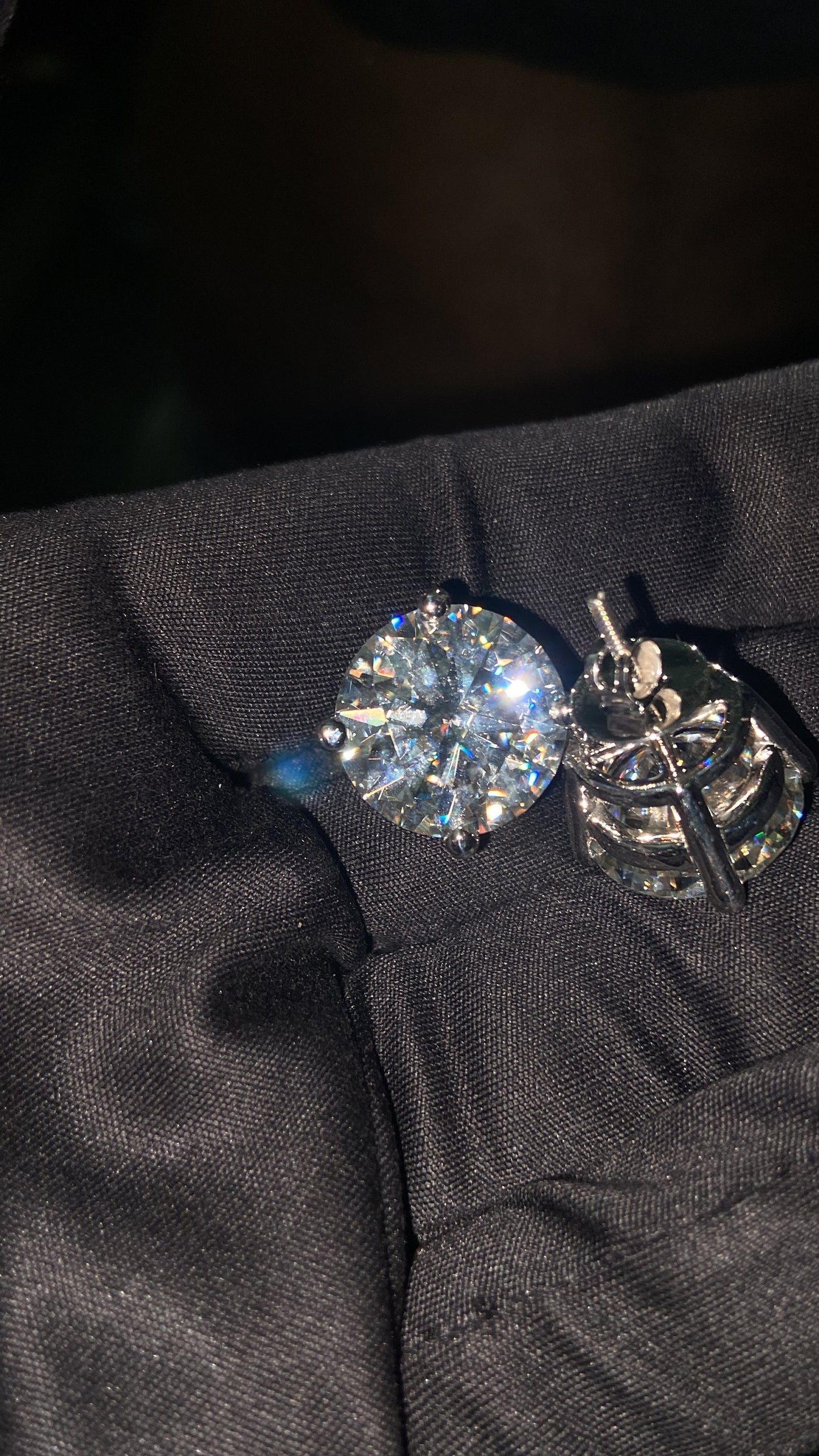 15mm Jumbo Moissanite Stud Earrings, D Color VVS1 Round Cut, 24 Carat Total Weight, 925 Sterling Silver or Solid 10K Gold