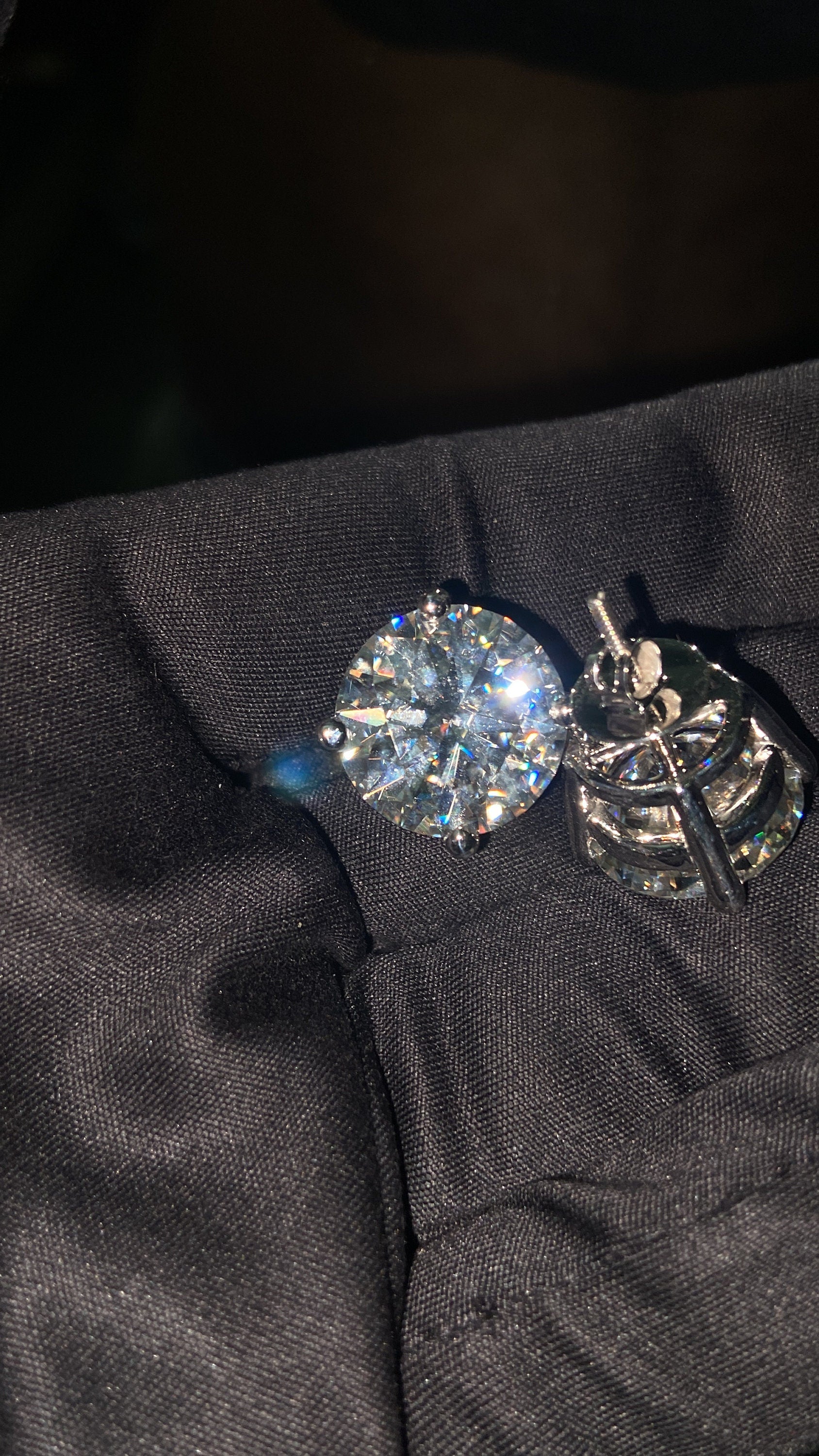 15mm Jumbo Moissanite Stud Earrings, D Color VVS1 Round Cut, 24 Carat Total Weight, 925 Sterling Silver or Solid 10K Gold