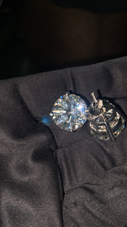 15mm Jumbo Moissanite Stud Earrings, D Color VVS1 Round Cut, 24 Carat Total Weight, 925 Sterling Silver or Solid 10K Gold
