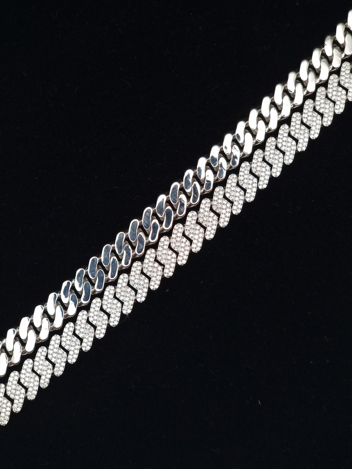 8mm Prong Cuban Link Chain, Customizable bail, Men/Women Chain, Cuban Necklace, Iced out 925 Sterling Silver Chain