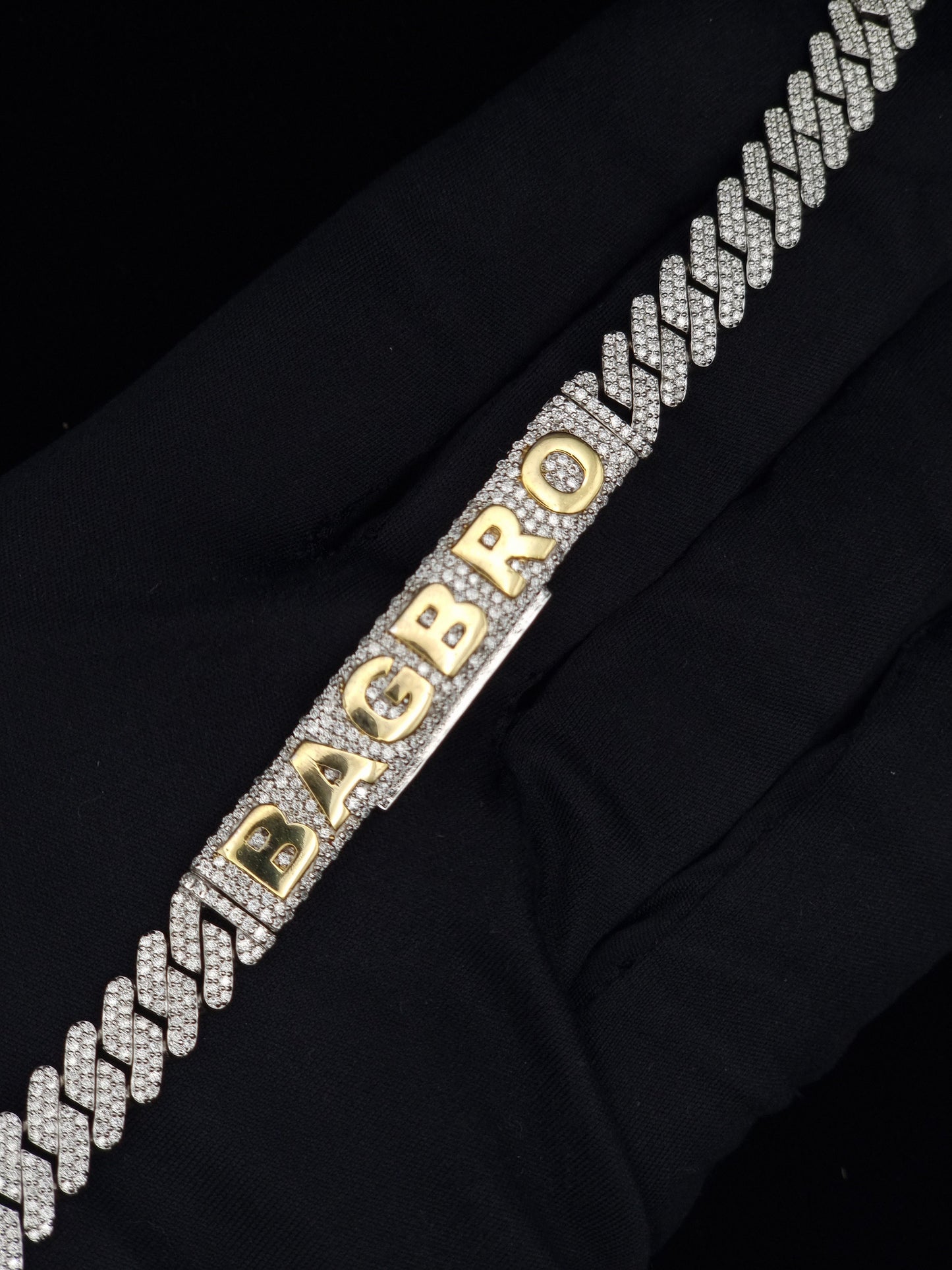 8mm Prong Cuban Link Chain, Customizable bail, Men/Women Chain, Cuban Necklace, Iced out 925 Sterling Silver Chain