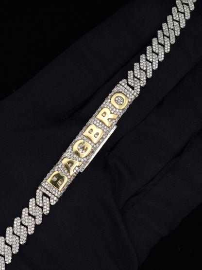 8mm Prong Cuban Link Chain, Customizable bail, Men/Women Chain, Cuban Necklace, Iced out 925 Sterling Silver Chain