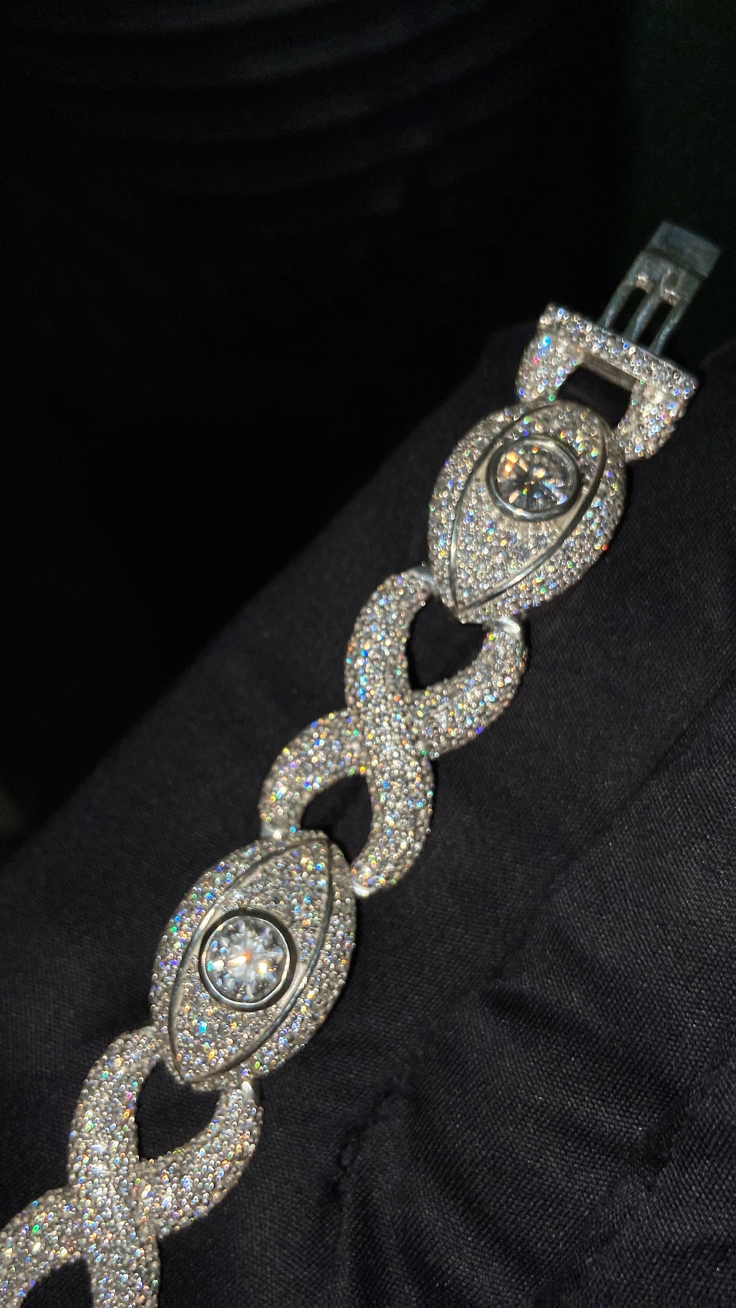 VVS1 Diamond Evil Eye Bracelet, VVS1 Quality Moissanite Diamond, Diamond Tester Approved, Heavy Quality 925 Sterling Silver / Solid 10k Gold