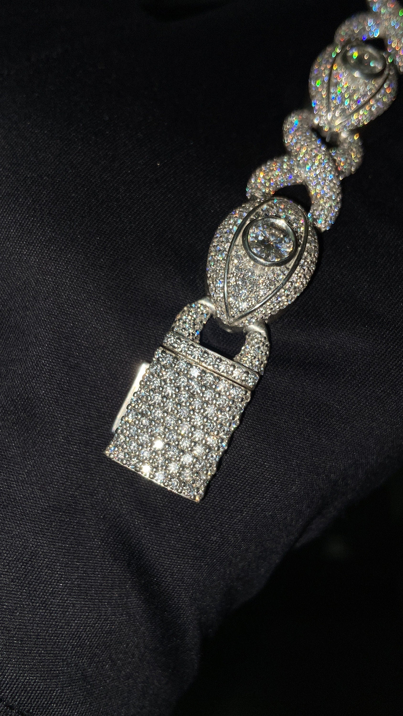 VVS1 Diamond Evil Eye Bracelet, VVS1 Quality Moissanite Diamond, Diamond Tester Approved, Heavy Quality 925 Sterling Silver / Solid 10k Gold