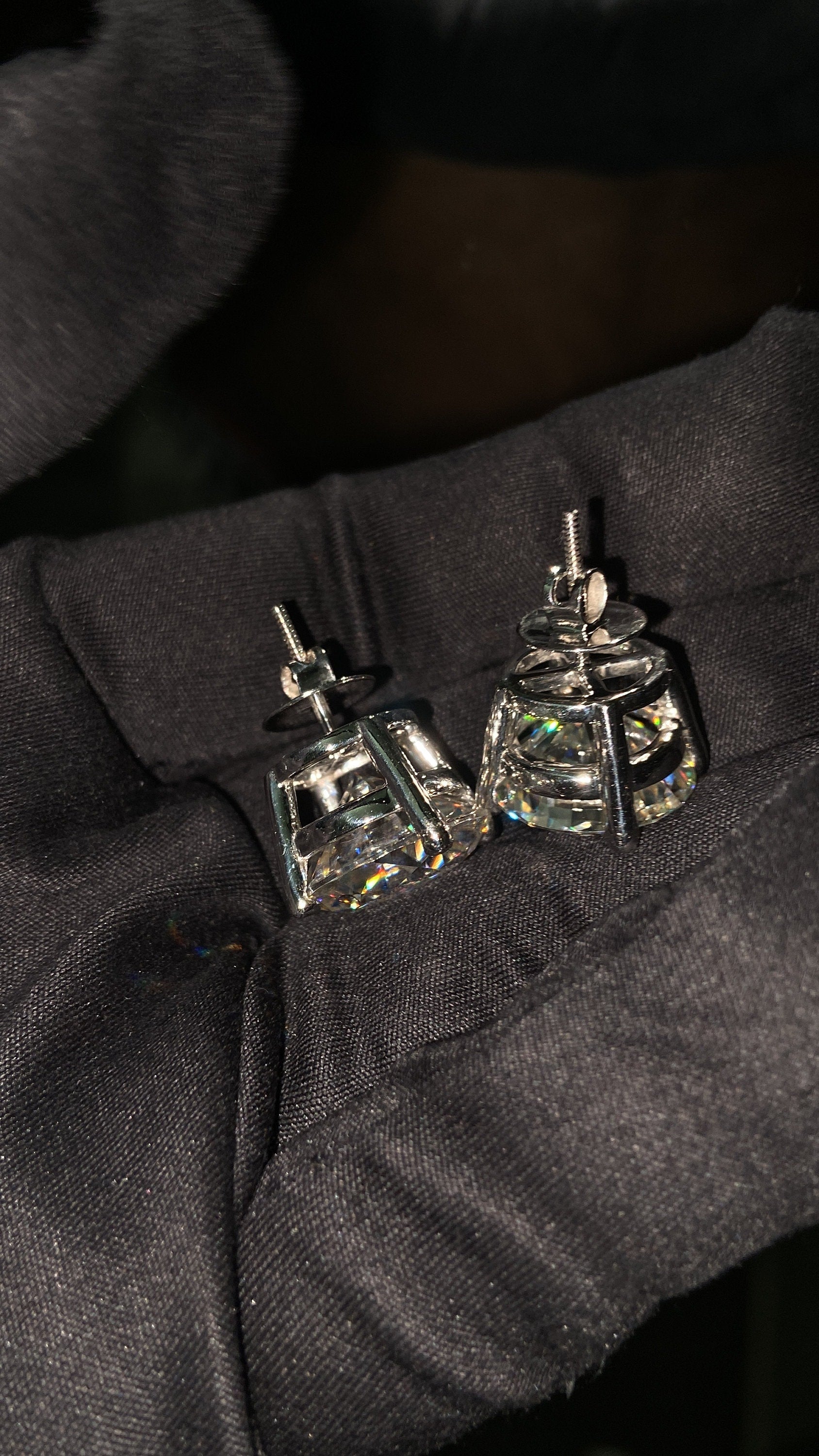 15mm Jumbo Moissanite Stud Earrings, D Color VVS1 Round Cut, 24 Carat Total Weight, 925 Sterling Silver or Solid 10K Gold
