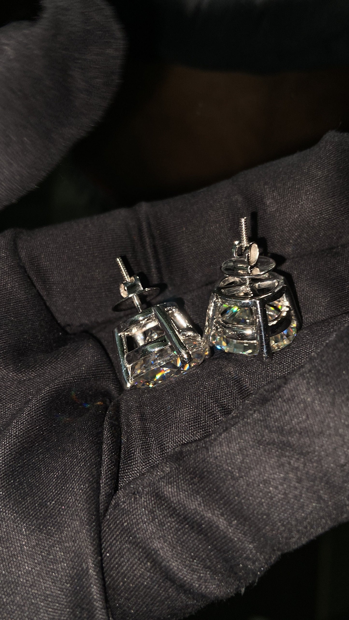 15mm Jumbo Moissanite Stud Earrings, D Color VVS1 Round Cut, 24 Carat Total Weight, 925 Sterling Silver or Solid 10K Gold