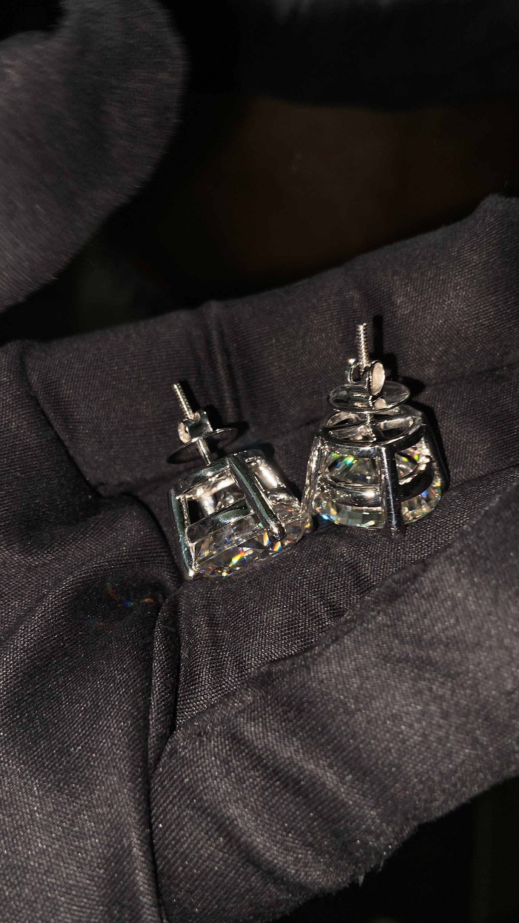 15mm Jumbo Moissanite Stud Earrings, D Color VVS1 Round Cut, 24 Carat Total Weight, 925 Sterling Silver or Solid 10K Gold