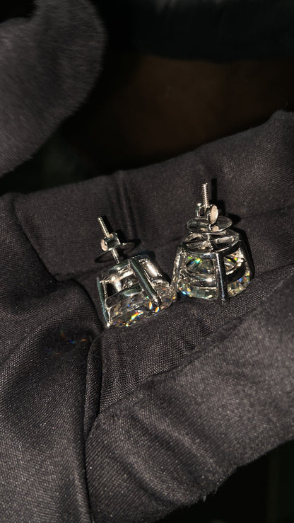 15mm Jumbo Moissanite Stud Earrings, D Color VVS1 Round Cut, 24 Carat Total Weight, 925 Sterling Silver or Solid 10K Gold