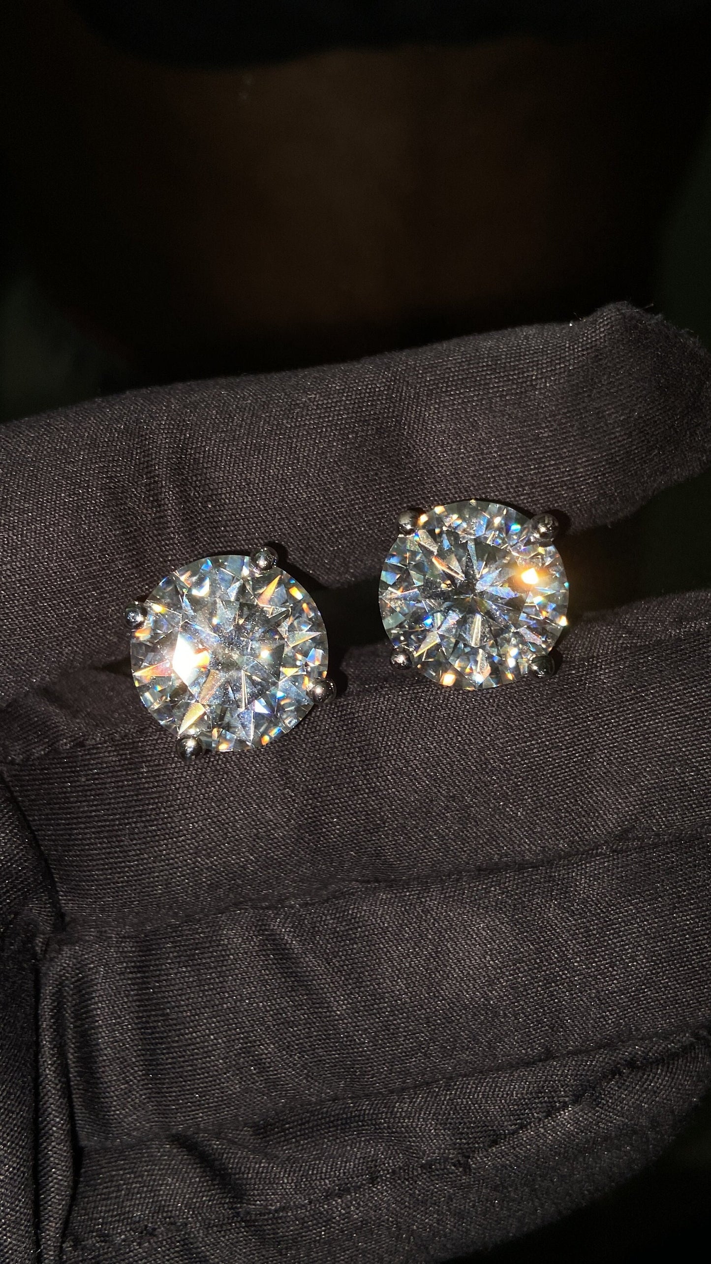 15mm Jumbo Moissanite Stud Earrings, D Color VVS1 Round Cut, 24 Carat Total Weight, 925 Sterling Silver or Solid 10K Gold