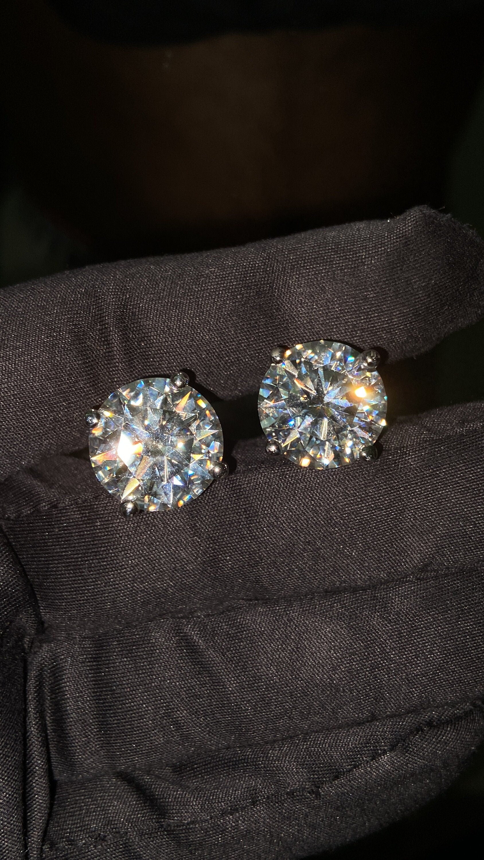 15mm Jumbo Moissanite Stud Earrings, D Color VVS1 Round Cut, 24 Carat Total Weight, 925 Sterling Silver or Solid 10K Gold